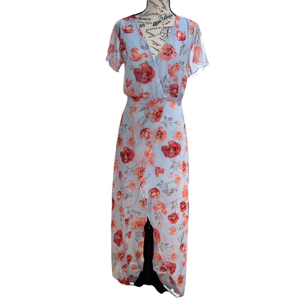 High Low Blue Floral Dress